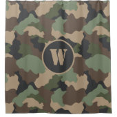 Camouflage Woodland Camouflage Khaki Tan Black Mon Duschvorhang (Vorderseite)