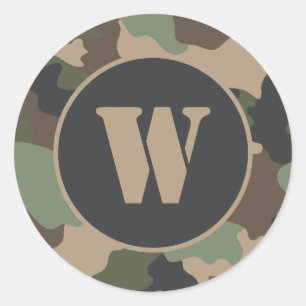 Camouflage Woodland Camouflage Khaki Tan Black Mon Runder Aufkleber