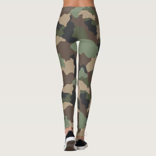 Camouflage Woodland Camouflage Military Khakan Tan Leggings (Rückseite)