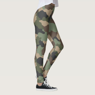 Camouflage Woodland Camouflage Military Khakan Tan Leggings
