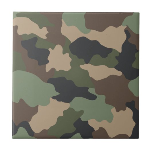 Camouflage Woodland Camouflage Military Khaki Tan Fliese (Vorderseite)