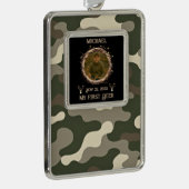Camouflage Woodland First Deer Photo Frame Rahmen-Ornament Silber (Rechts)