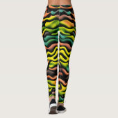 Camouflage Yellow Orange Psychedelic Pattern Leggings (Rückseite)