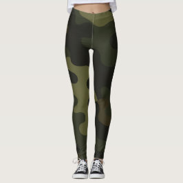 Camouflage Yoga Earthy Green Browns Black Akzente  Leggings