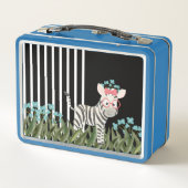 Camouflage Zebra mit blauen Blumen Lunchbox (Rückseite)