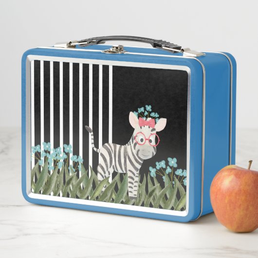Camouflage Zebra mit blauen Blumen Lunchbox (Beispiel)