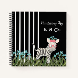Camouflage Zebra mit Blue Flowers Spiral Notebook Notizblock