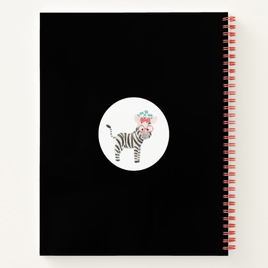 Camouflage Zebra mit Blue Flowers Spiral Notebook Notizblock (Rückseite)