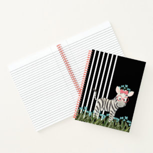 Camouflage Zebra mit Blue Flowers Spiral Notebook Notizblock