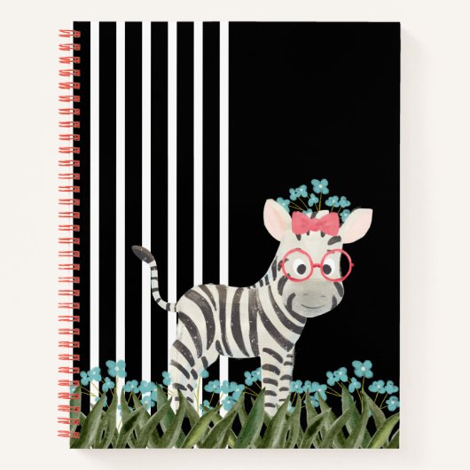 Camouflage Zebra mit Blue Flowers Spiral Notebook Notizblock (Vorderseite)