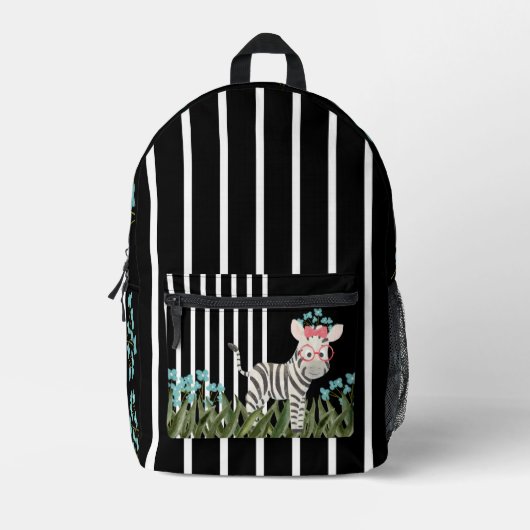 Camouflage Zebra mit Blumenbezug Bedruckter Rucksack (Vorderseite)