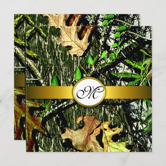 Camouflage zum Hochzeitsaufenthalt in Monogram-Jag Einladung (Vorne/Hinten)