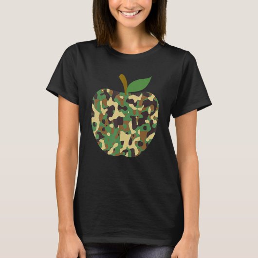 Camouflaged Apple First Day Of School Teaching Tea T-Shirt (Vorderseite)