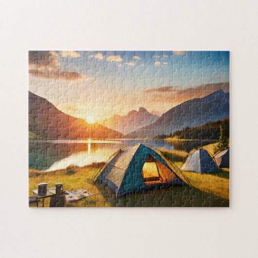 Camp Art Sunset Campingplatz Foto Puzzles Internet (Horizontal)