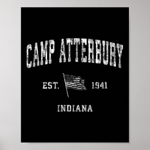 Camp Atterbury Indiana In Vintage US-Flagge Sport Poster