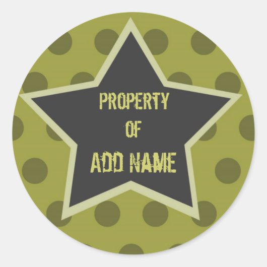 Camp-Aufkleber "Property of" für coolen Jungen Runder Aufkleber (Vorderseite)