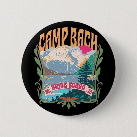Camp Bach 2025 Bride Squad Retro Camping Bachelore Button (Vorderseite)