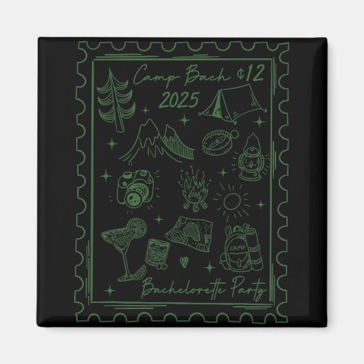 Camp Bach 2025 Team Bride Retro Camping Bacheloret Magnet (Vorne)