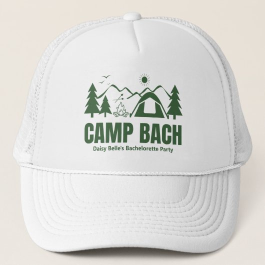Camp Bach Bachelorette Truckerkappe (Vorderseite)