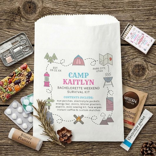 Camp Bach Bachelorette Weekend Party Survival Kit Geschenktütchen
