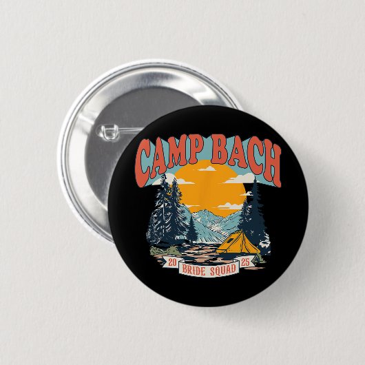 Camp Bach Bride Squad 2025 Retro Camping Bachelore Button (Vorne & Hinten)