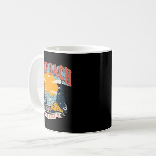 Camp Bach Bride Squad 2025 Retro Camping Bachelore Kaffeetasse (Vorderseite Links)