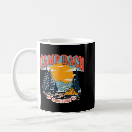 Camp Bach Bride Squad 2025 Retro Camping Bachelore Kaffeetasse (Links)