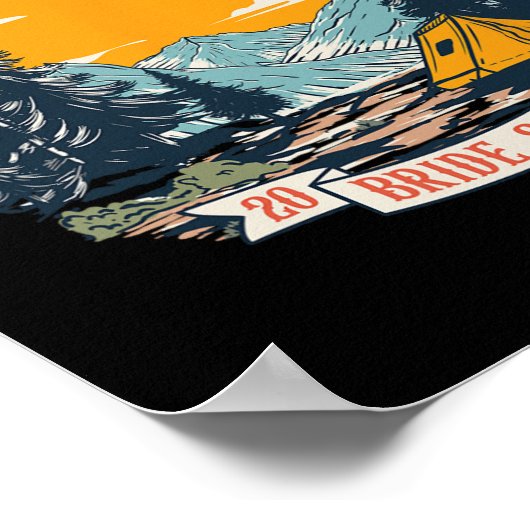 Camp Bach Bride Squad 2025 Retro Camping Bachelore Poster (Ecke)