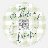 CAMP BACH KAUFT DIE BRIDE EINEN GETRÄNKEN QR CODE- RUNDER AUFKLEBER (Vorderseite)