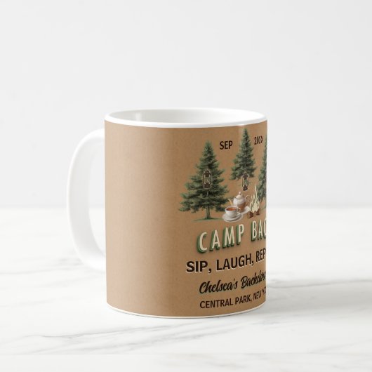 Camp Bach Rustikale Evergreen Trees & Campfire Kra Kaffeetasse (Vorderseite Links)