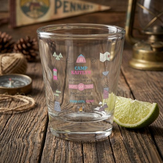 Camp Bach Wilderness Bachelorette Party Favor Schnapsglas