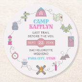 Camp Bach Wilderness Junggesellinnenabschiedsparty Runder Pappuntersetzer (Vorderseite)