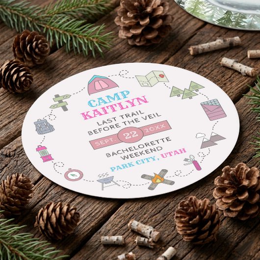 Camp Bach Wilderness Junggesellinnenabschiedsparty Runder Pappuntersetzer