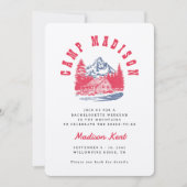 Camp Bachelorette Bold Retro Mountain Wedding Einladung (Vorderseite)