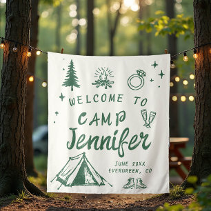 Camp Bachelorette Camping Begrüßung der grünen Han Wandteppich