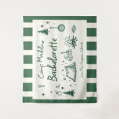 Camp Bachelorette Camping Handgezeichnet Grün Will Wandteppich (Vorderseite)