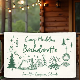 Camp Bachelorette Camping Handgezeichnet Schreiben Banner