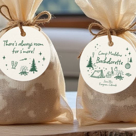 Camp Bachelorette Camping Handgezeichnet Schreiben Geschenkanhänger