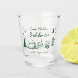 Camp Bachelorette Camping Handgezeichnet Schreiben Schnapsglas