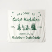 Camp Bachelorette Camping Hintergrund Hand gezogen Wandteppich (Vorderseite (Horizontal))