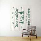 Camp Bachelorette Camping Hintergrund Hand gezogen Wandteppich (Beispiel)