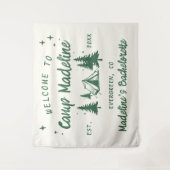 Camp Bachelorette Camping Hintergrund Hand gezogen Wandteppich (Vorderseite)