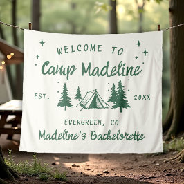 Camp Bachelorette Camping Hintergrund Hand gezogen Wandteppich