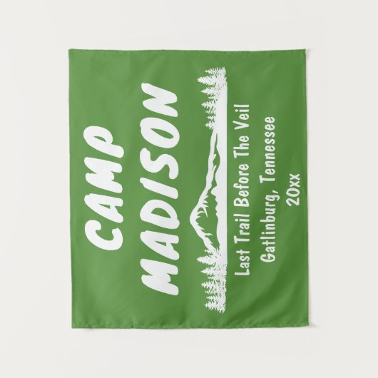 Camp Bachelorette Camping Prop-Zeichen Wandteppich (Vorderseite)