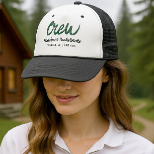 Camp Bachelorette Crew Handgezeichnet Schrift Grün Truckerkappe
