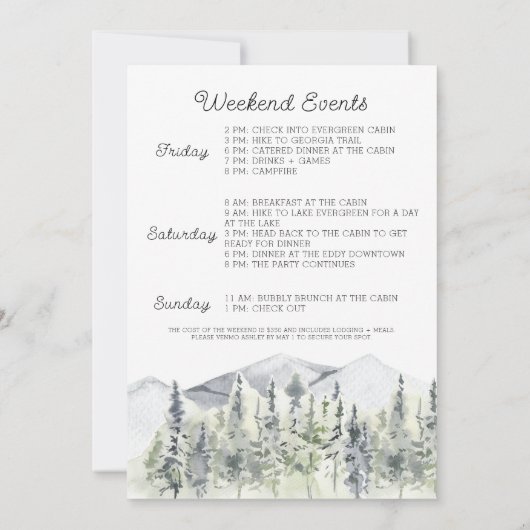 Camp Bachelorette Einladung (Rückseite)