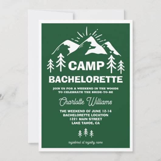 Camp Bachelorette Einladung (Vorderseite)