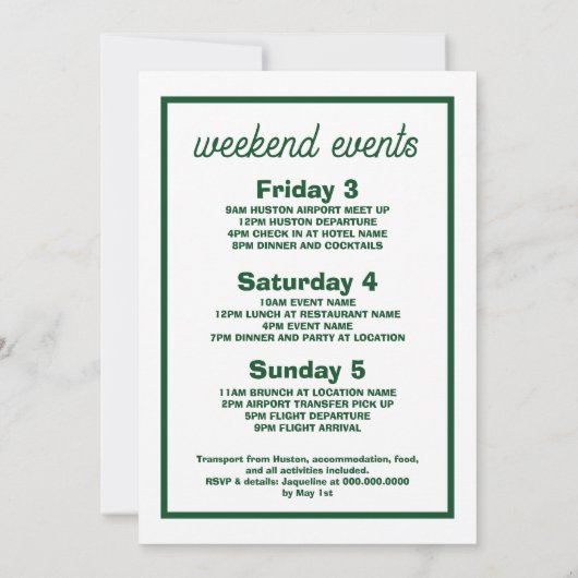 Camp Bachelorette Einladung (Rückseite)