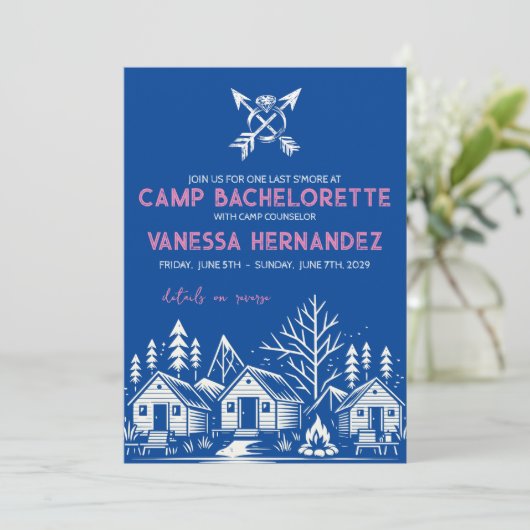 Camp Bachelorette Einladung (Stehend Vorderseite)