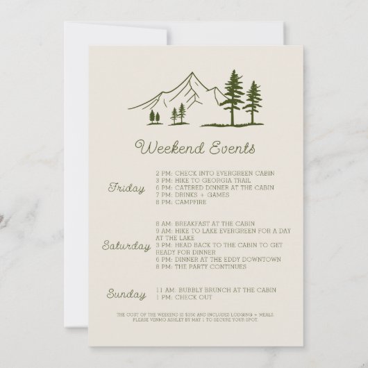 Camp Bachelorette Einladung (Rückseite)